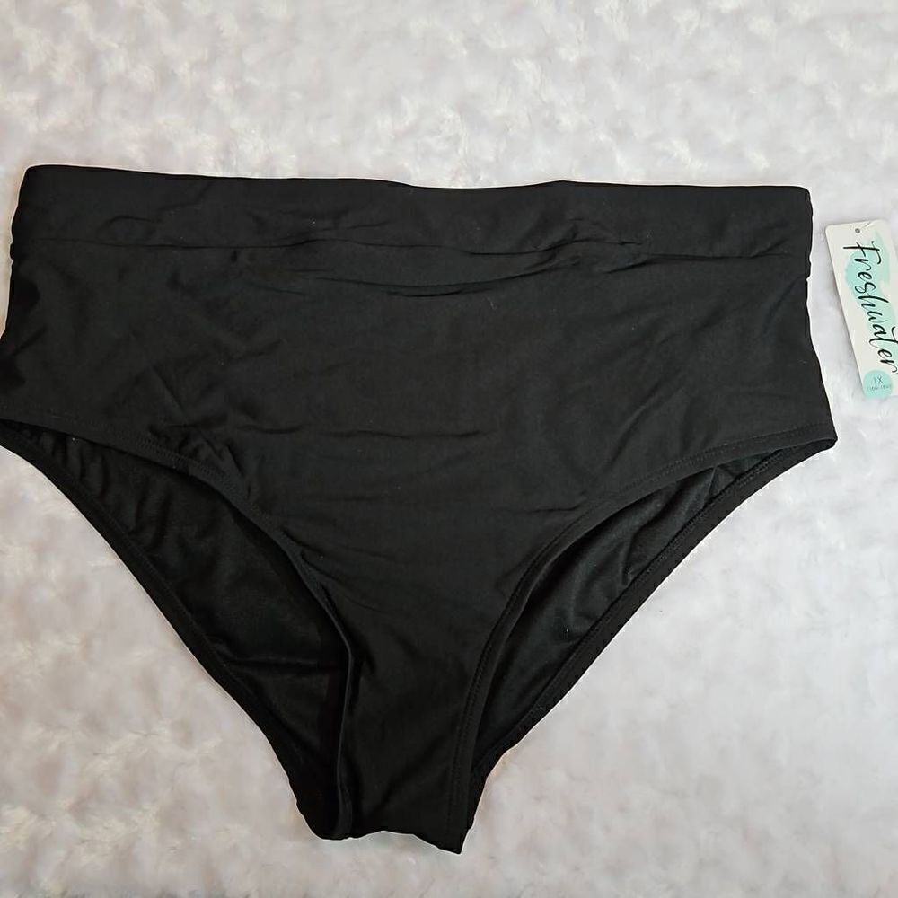 Black High Waist Swim Bottoms Size 1x Freshwater 16W -18W